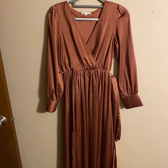 Baltic Born Jenna Satin Wrap Dress —dark mauve - Picture 3 of 6